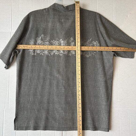 Jimmy Buffet Margaritaville Hawaiian Shirt 100% Silk Gray Floral Men’s Size L - Picture 5 of 5